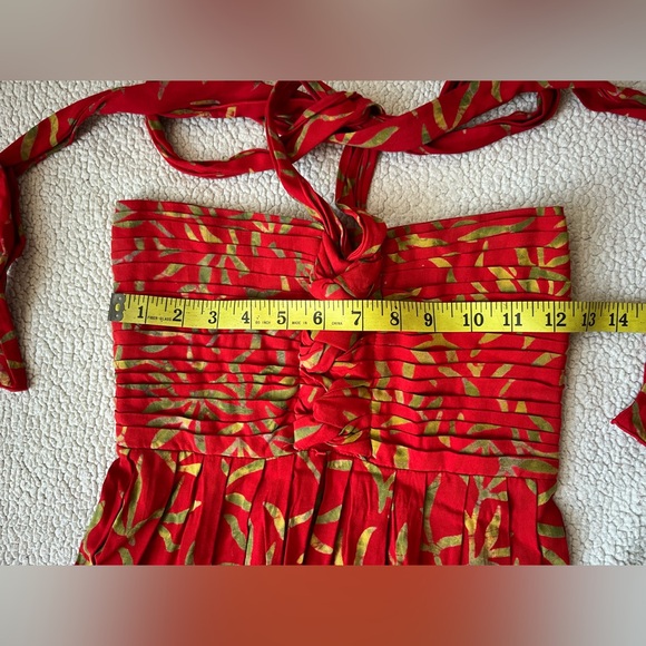VINTAGE NWT HULA HULA RED HALTER HAWAIIAN MIDI DRESS ONE SIZE WOMENS - Picture 4 of 5